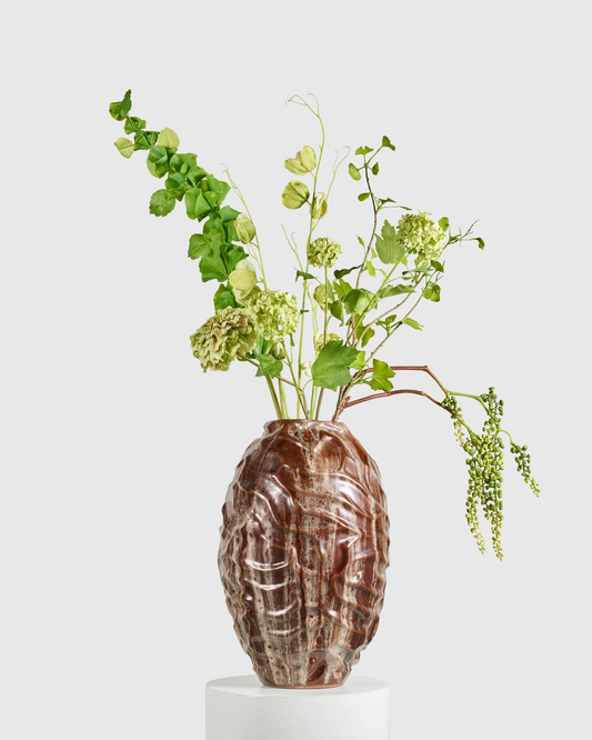 Christian Bruun Vase Brown styled with a Flowerism bouquet