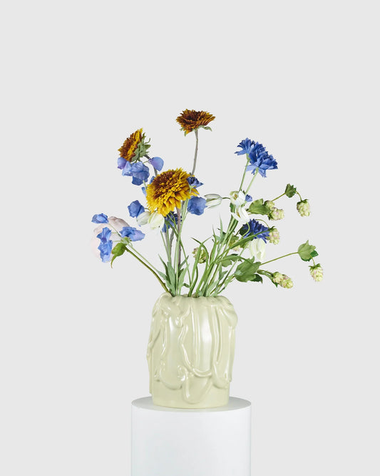 Raawii Jam Vase Pale Green styled with a Flowerism bouquet